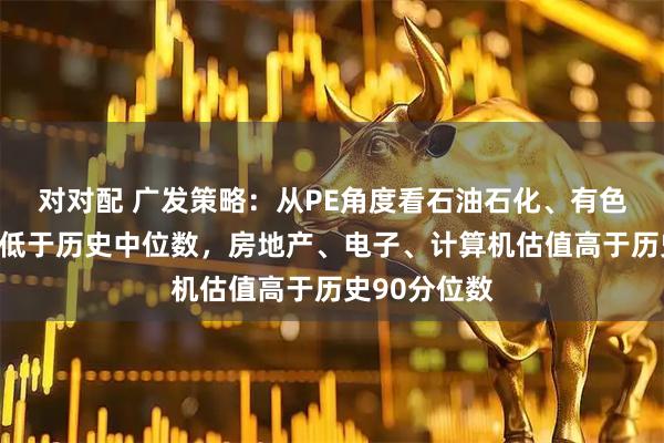 对对配 广发策略：从PE角度看石油石化、有色、建筑装饰低于历史中位数，房地产、电子、计算机估值高于历史90分位数