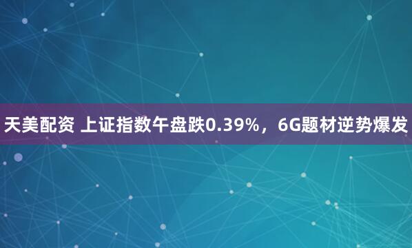 天美配资 上证指数午盘跌0.39%，6G题材逆势爆发